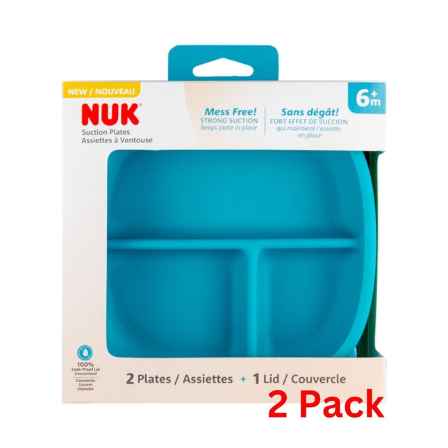 NUK Suction Plates and Lid Assorted Colors 6 + Months 2ct - Baby & Toddler > Nursing Feeding Bowls