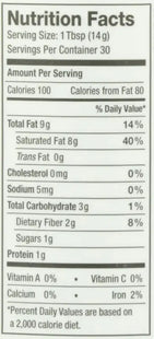 a close up of a nutrition label on a white background