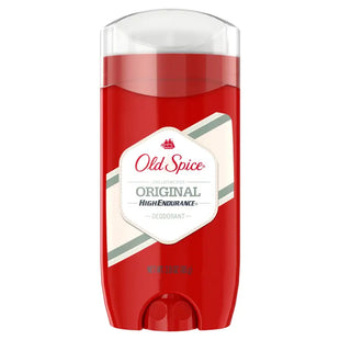 a red and white bottle of old spice