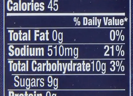 a close up of a nutrition label on a blue background