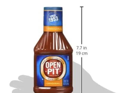 a close up of a bottle of open pit barbecue sauce