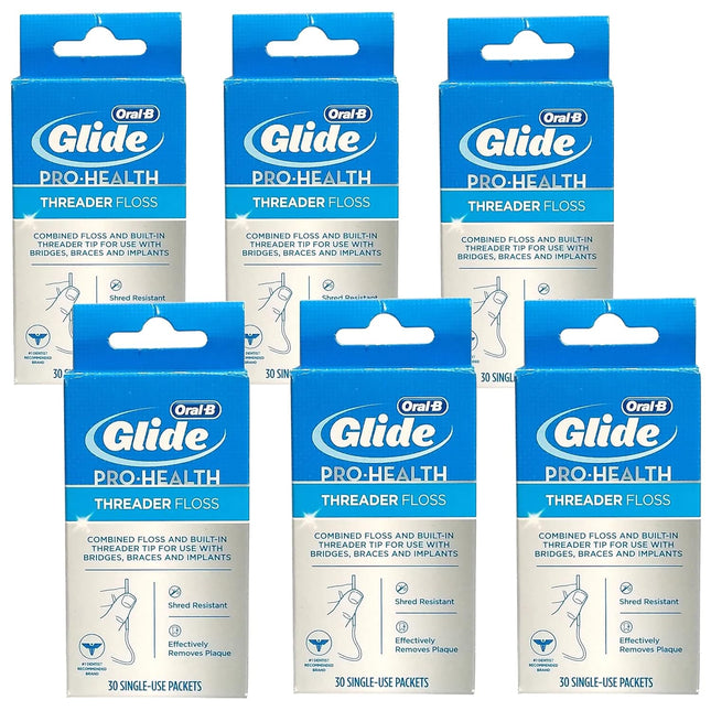 Oral-B Glide Pro-Health Dental Threader Floss Bridges Braces 30ct (6 Pack) - Personal Care > Oral & Flossers