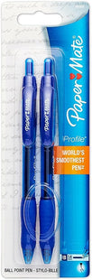 PaperMate Profile Retractable Ballpoint Pens Bold Point 1.4mm Blue 2ct (2 Pack) - Office Supplies > Pencils & Markers