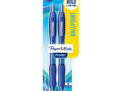 PaperMate Profile Retractable Ballpoint Pens Bold Point 1.4mm Blue 2ct (2 Pack) - Office Supplies > Pencils & Markers