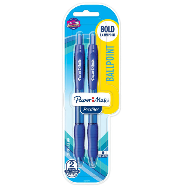 PaperMate Profile Retractable Ballpoint Pens Bold Point 1.4mm Blue 2ct (6 Pack) - Office Supplies > Pencils & Markers