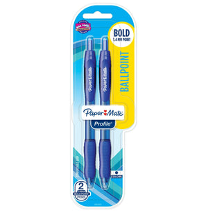 PaperMate Profile Retractable Ballpoint Pens Bold Point 1.4mm Blue 2ct - Office Supplies > Pencils & Markers Rollerball