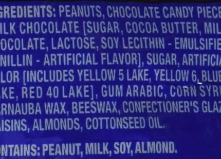 a blue sign with a list of chocolates on it