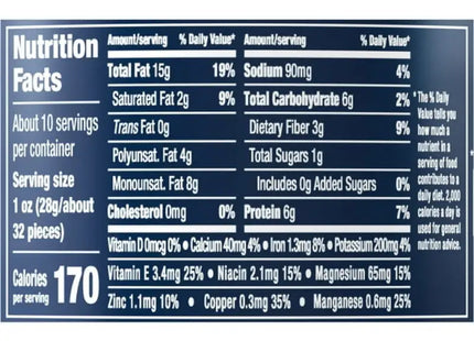 the nutrition label for nut nuts