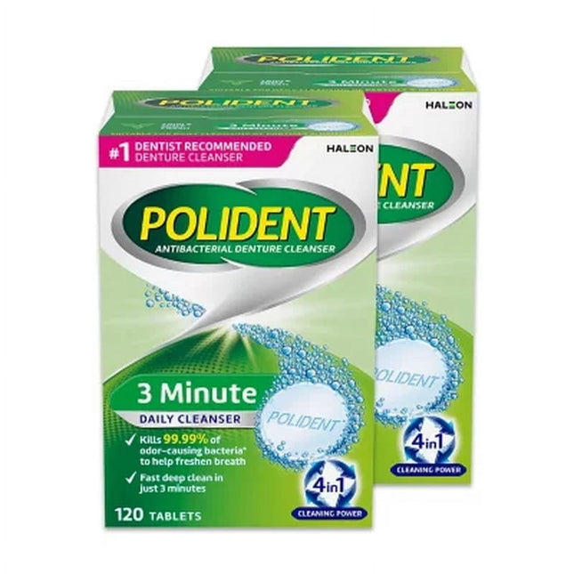 Polident 3-Min Triple-Mint Denture Cleanser Effervescent Tablets 120ct (2 Pack) - Personal Care > Oral