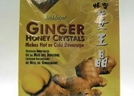a close up of a box of ginger honey crystals