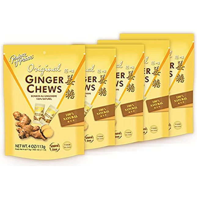 Prince of Peace Original Ginger Soft Chewy Candy Natural 4oz (5 Pack) - Food & Beverages > Sweets Chocolate Gummy