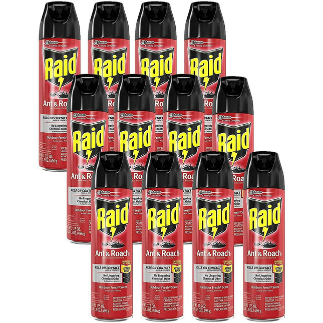 Raid Ant & Roach Killer Defense System Outdoor Fresh Scent 17.5oz (12 Pack) - Household Supplies > Insect Grub Control