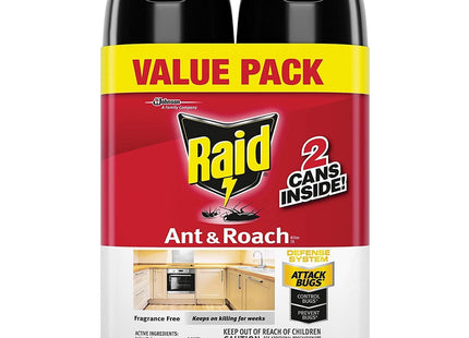 Raid Ant & Roach Killer Defense System Outdoor Fresh Scent 17.5oz (2 Pack) - Household Supplies > Insect Grub Control