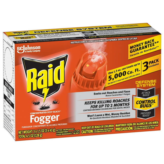 Raid Concentrated Deep Reach Pest Killer & Roach Fogger Aero 3 x 1.5oz (12 Pack) - Household Supplies > Insect Grub