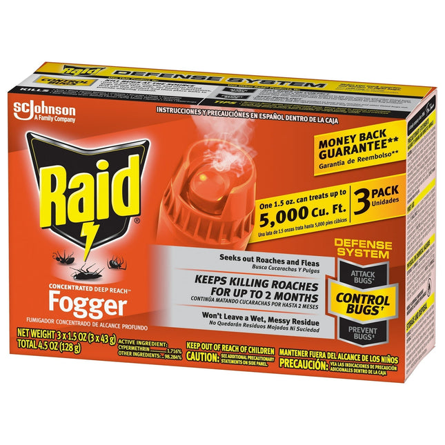 Raid Concentrated Deep Reach Pest Killer & Roach Fogger Aero 3 x 1.5oz (24 Pack) - Household Supplies > Insect Grub