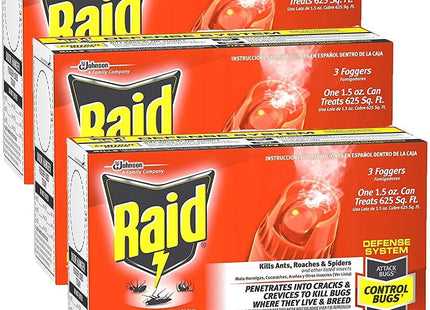 Raid Concentrated Deep Reach Pest Killer & Roach Fogger Aero 3 x 1.5oz - Household Supplies > Insect Grub Control