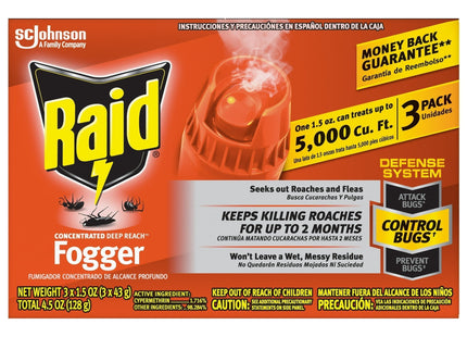 Raid Concentrated Deep Reach Pest Killer & Roach Fogger Aero 3 x 1.5oz - Household Supplies > Insect Grub Control