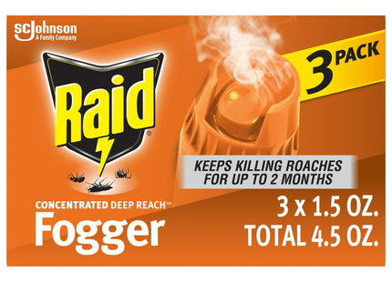 Raid Concentrated Deep Reach Pest Killer & Roach Fogger Aero 3 x 1.5oz (4 Pack) - Household Supplies > Insect Grub