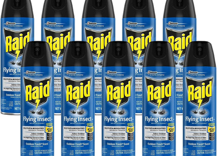 Raid Flying Insect Killer Formula Outdoor Fresh Scent Aerosol 15 oz (10 Pack) - Household Supplies > & Grub Control