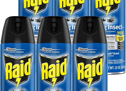 Raid Flying Insect Killer Formula Outdoor Fresh Scent Aerosol 15 oz (6 Pack) - Household Supplies > & Grub Control