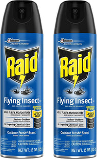 Raid Flying Insect Killer Formula Outdoor Fresh Scent Aerosol 15 oz (2 Pack) - Household Supplies > & Grub Control