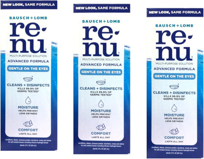 Renu Contact Lens Solution Triple Disinfectant Cleaning 2 Floz (3 Pack) - Personal Care > Vision