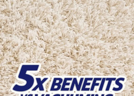 a carpet with the words 5 benefits vs vacuum