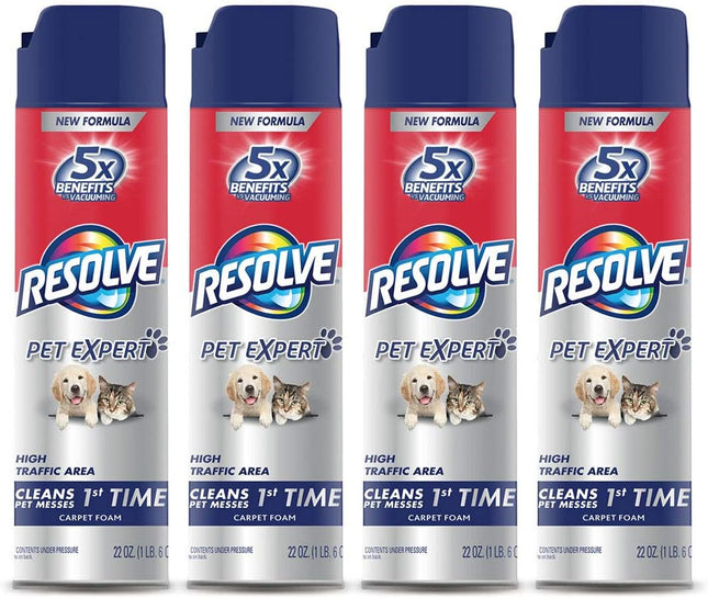 RESOLVE Pet High Traffic Foam Carpet & Upholstery Cleaner Aerosol 22oz (4 Pack) - Supplies > Dog Odor Stain Removal