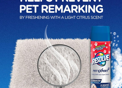 RESOLVE Pet High Traffic Foam Carpet & Upholstery Cleaner Aerosol 22oz (24 Pack) - Supplies > Dog Odor Stain Removal