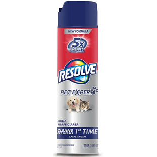 RESOLVE Pet High Traffic Foam Carpet & Upholstery Cleaner Aerosol 22oz (12 Pack) - Supplies > Dog Odor Stain Removal