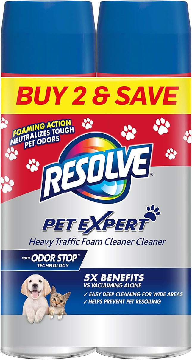 RESOLVE Pet High Traffic Foam Carpet & Upholstery Cleaner Aerosol 22oz (2 Pack) - Supplies > Dog Odor Stain Removal