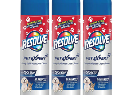 RESOLVE Pet High Traffic Foam Carpet & Upholstery Cleaner Aerosol 22oz (3 Pack) - Supplies > Dog Odor Stain Removal