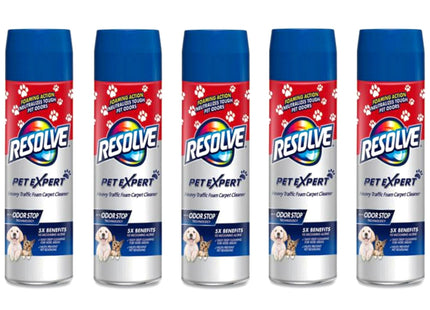 RESOLVE Pet High Traffic Foam Carpet & Upholstery Cleaner Aerosol 22oz (5 Pack) - Supplies > Dog Odor Stain Removal