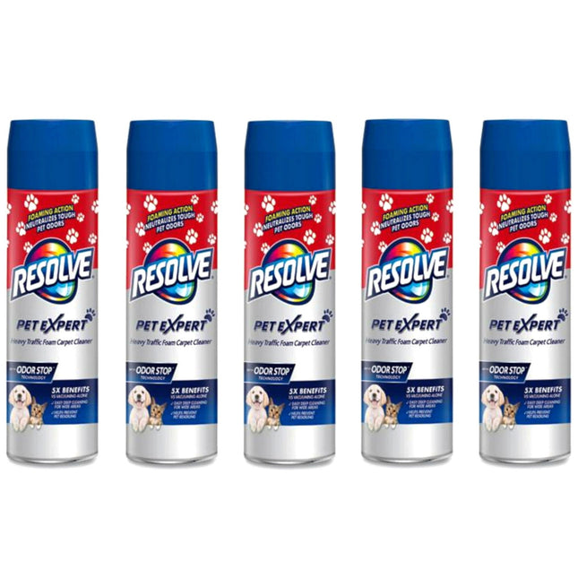 RESOLVE Pet High Traffic Foam Carpet & Upholstery Cleaner Aerosol 22oz (5 Pack) - Supplies > Dog Odor Stain Removal