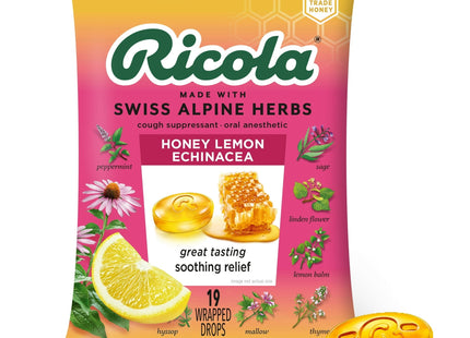 Ricola Honey Lemon with Echinacea Herbal Cough Throat Drops 19ct (48 Pack) - Health Care > Coughing & Sore Throats Cold