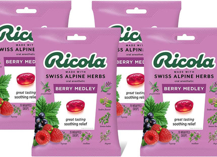 Ricola Alpine Herbs Berry Medley Cough Suppressant Throat Drops 19ct (48 Pack) - Health Care > Coughing & Sore Throats