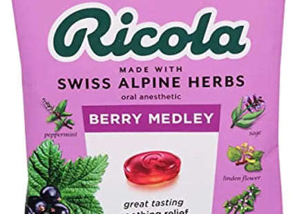 ricola, raspberry medley, made with swiss alpine herbs, 5 5 oz