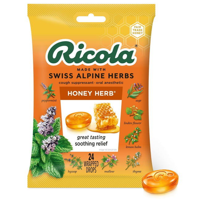 Ricola Honey Herb Herbal Cough Suppressant Throat Drops 24ct Bag (12 Pack) - Health Care > Coughing & Sore Throats Cold