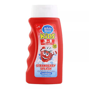 White Rain Kids 3 In 1 Family Size, Tear Free, Strawberry Splash, Shampoo Conditioner body Wash, 12 Fl Oz (Pack Of 12)