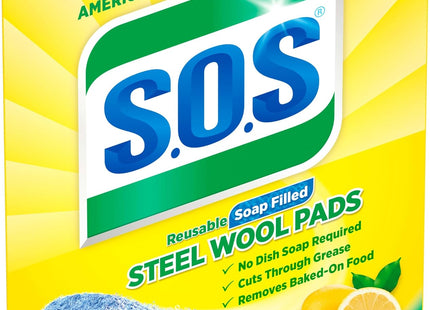 S.O.S Steel Wool Soap Pads Scrubbers Lemon Fresh Scent 10ct (2 Pack) - Household Supplies > Cleaning Sponges & Scouring