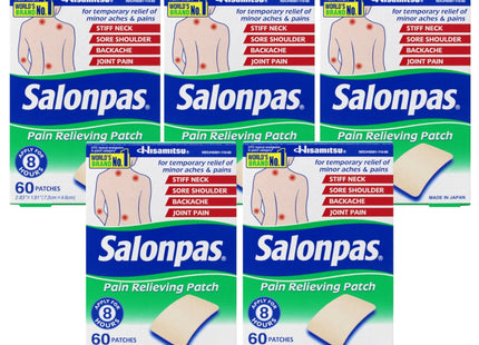 Salonpas Pain Relieving Patch for and Muscle Soreness 60ct (12 Pack) - Health Care > Over-the-Counter Medication &