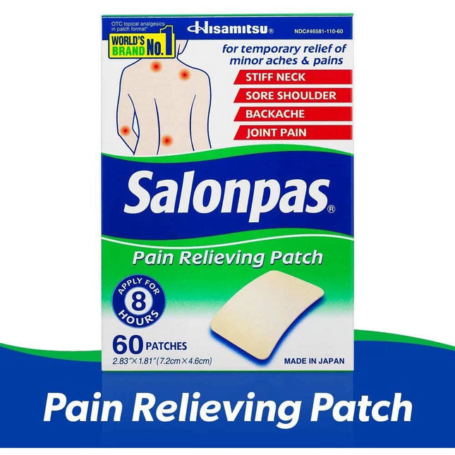 Salonpas Pain Relieving Patch for and Muscle Soreness 60ct (3 Pack) - Health Care > Over-the-Counter Medication & Fever