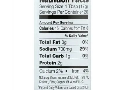 a close up of a nutrition label on a bottle of food