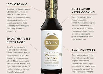 San J Tamari Soy Sauce Organic Reduced Sodium 10 Floz (12 Pack) - Food & Beverages > Condiments Sauces