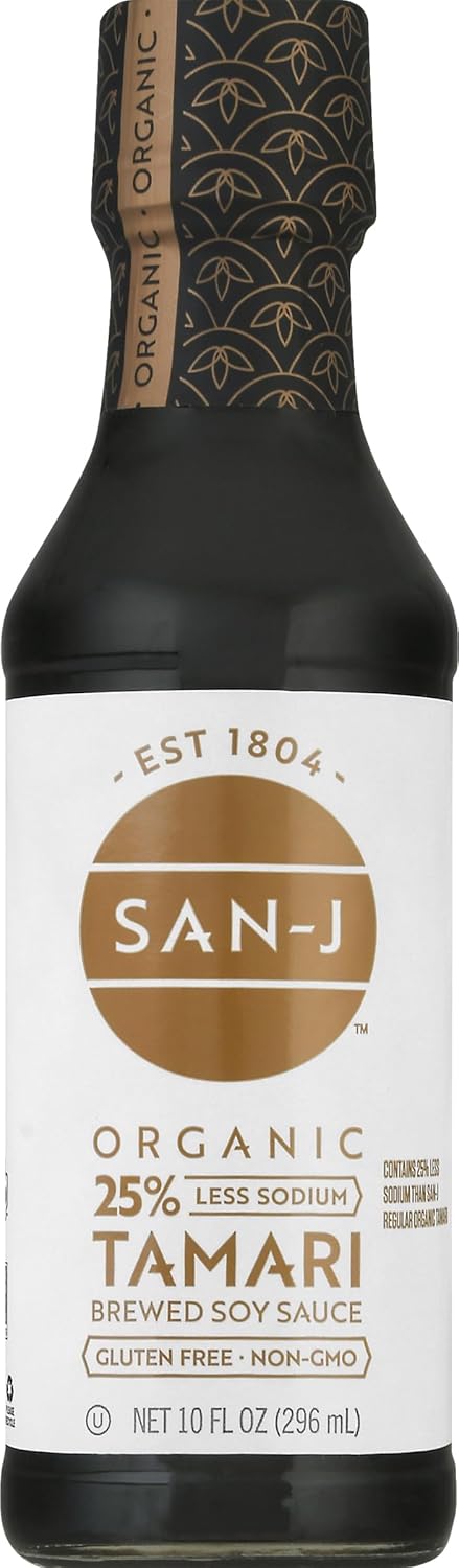 San J Tamari Soy Sauce Organic Reduced Sodium 10 Floz (24 Pack) - Food & Beverages > Condiments Sauces