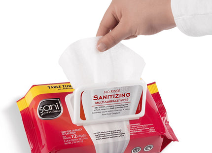 Sani Professional No-Rinse Sanitizing Multi-Surface Wipes White 72ct (2 Pack) - Household Supplies > Cleaning & Pads