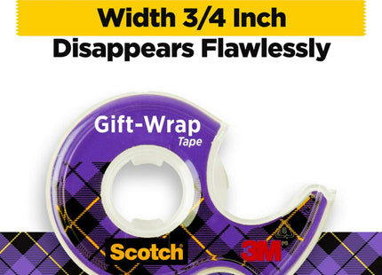 Scotch Gift Wrap Tape Invisible 0.75 in. x 650 in 1 Roll & Dispenser (10 Pack) - Office Supplies > Stationery