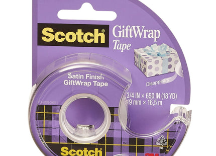 Scotch Gift Wrap Tape Invisible 0.75 in. x 650 in 1 Roll & Dispenser (10 Pack) - Office Supplies > Stationery