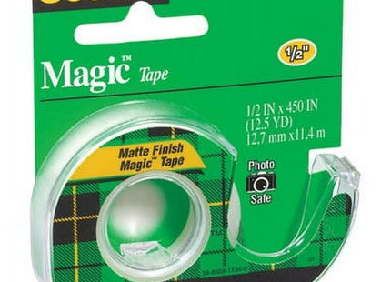 Scotch Magic Tape W/Refillable Dispenser Clear 1/2’’ x 450’’ (2 Pack) - Office Supplies > Stationery Correction Fluid &