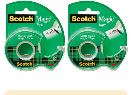 Scotch Magic Tape W/Refillable Dispenser Clear 1/2’’ x 450’’ (2 Pack) - Office Supplies > Stationery Correction Fluid &